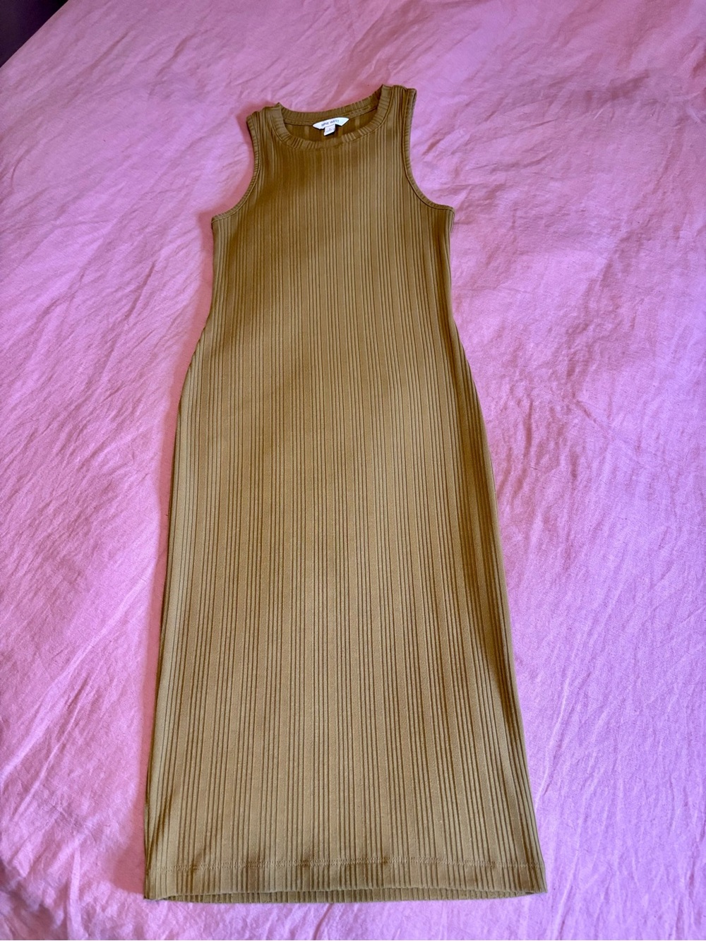 Nine West Olive Green Ribbed Sleeveless Midi Dress